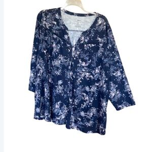 Sonoma top floral print crochet detail across front top boho casual 4X